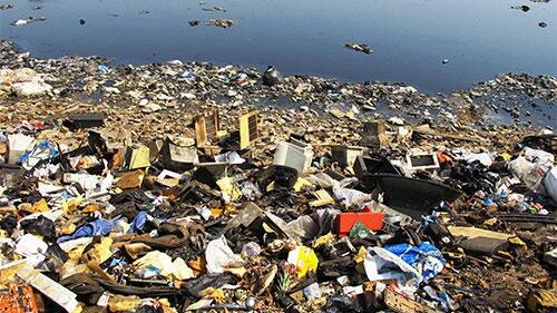 thrown e-waste with being processed